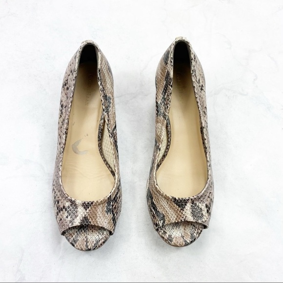 [Cole Haan] Peep Toe Snake Skin Wedges - Picture 6 of 8